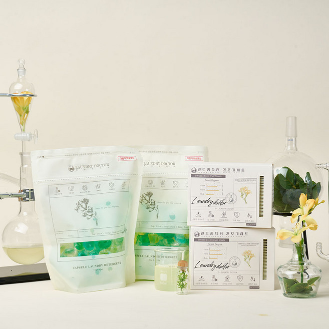런드리닥터 프리지아향 캡슐세제 + 건조기시트 드럼 일반 겸용 세트상품, 60개+80매수, 2세트