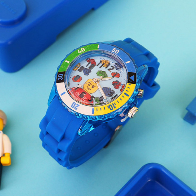 옥스포드 블록 베젤 라이트 워치 블루 캐릭터 손목 시계