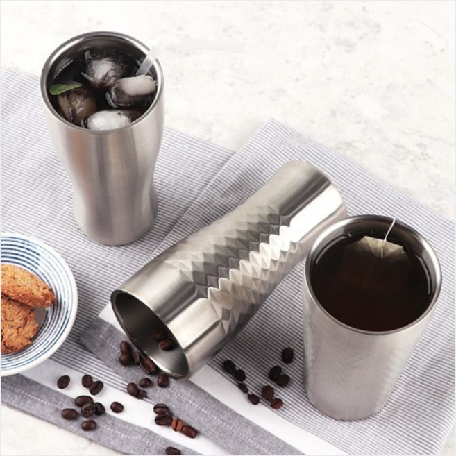 신도 제우스 스텐 진공 텀블러 500ml 민무늬 다이아몬드 벌집 무늬 스타일별 모음 커피 쥬스 다용도 컵 업소용 가정용, 벌집무늬, 1개