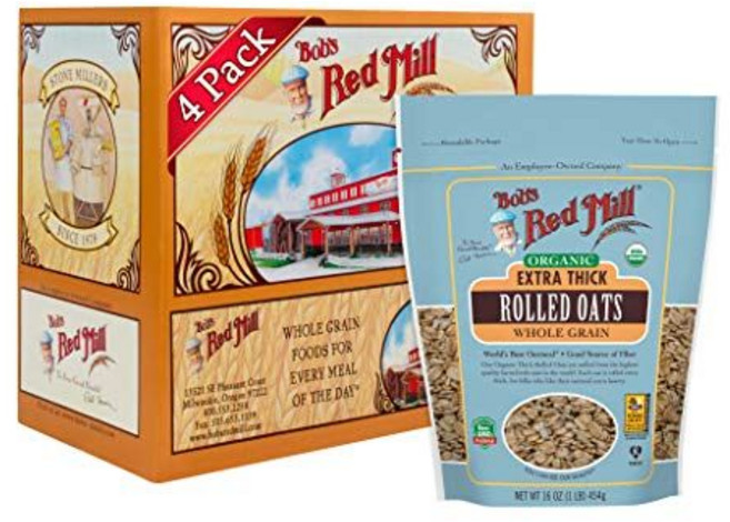 밥스 레드 밀 유기농 엑스트라 두꺼운 압착 귀리 453.5 Bob's Red Mill Organic Extra Thick Rolled Oats 16 Oz (Pack of 1), 1 Pound (Pack of 1), 1개