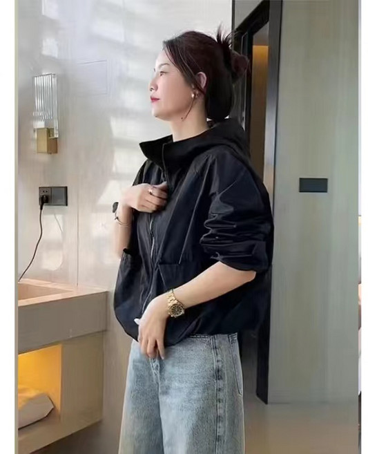 쩐쿠 여성 바람막이 밴딩 캐주얼 집업 자켓 6903