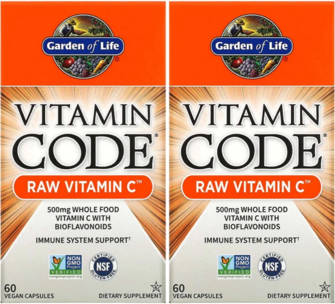 Garden of Life (가든 오브 라이프) Vitamin Code RAW Vitamin C 비건 캡슐 60정, 2개 - 쿠팡