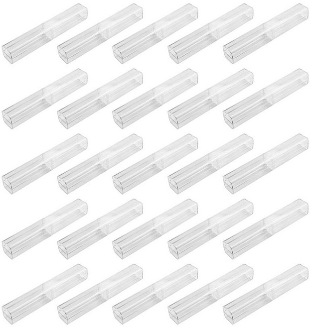 고루담 사각 투명 볼펜 케이스 필통 선물 포장 펜 보호 및 단체 선물, 25개
