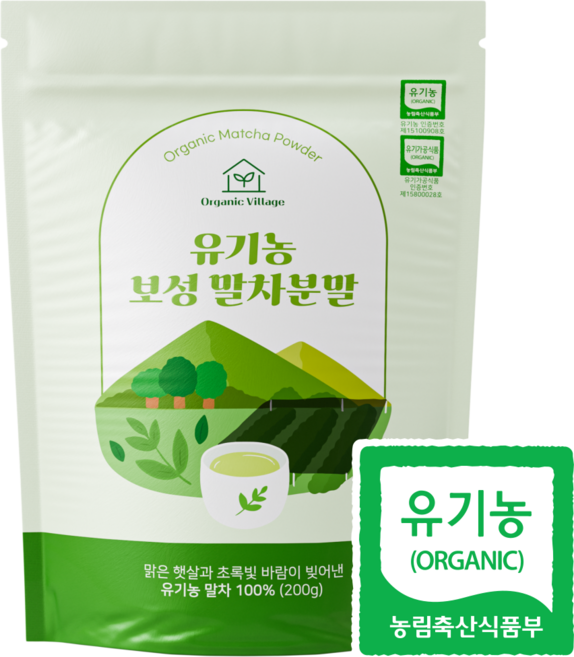 [유기농 말차 100%] 오가닉빌리지 유기농 보성 말차가루, 1개, 1개입, 200g