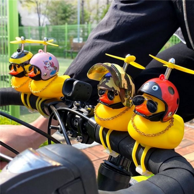 자전거 오리 라이트 러버덕 악세사리 헬멧 자전거 오리 인형 용품 오토바이 킥보드 캐릭터 오리벨 전동 경적, 그라피티-자전거
