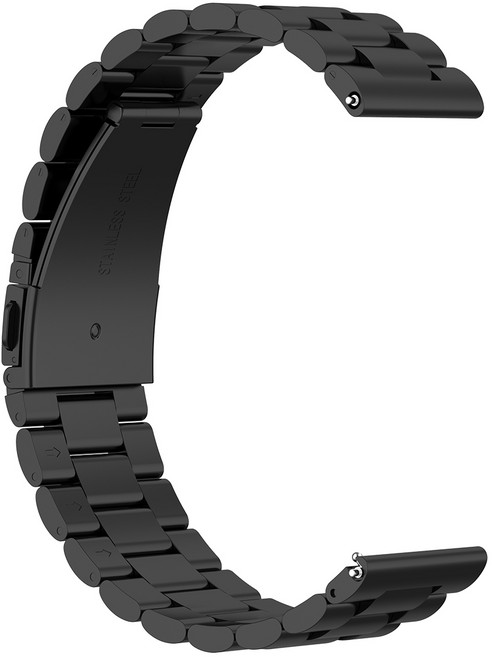 三珠不鏽鋼錶帶 適用 Garmin Forerunner 70 170 手錶 20MM 快拆金屬腕帶, 黑色, 1個
