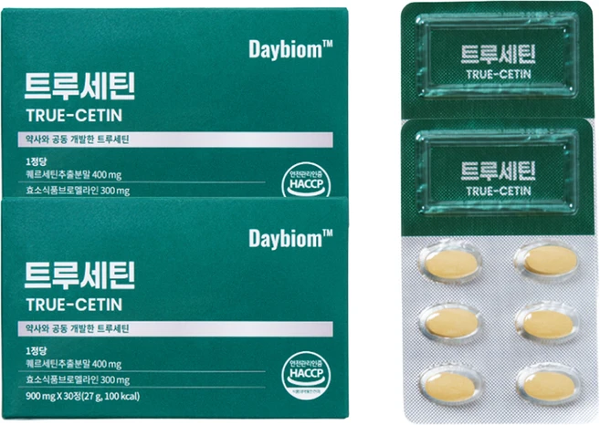 데이바이옴 퀘르세틴 브로멜라인 특허 트루세틴 900mg, 2개, 30정 - 쿠팡