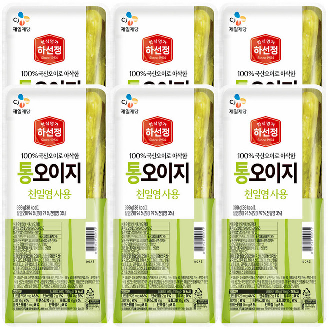 하선정 통오이지 300g, 6개