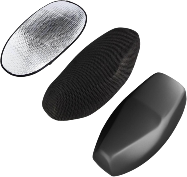 이누리 전기 스쿠터 오토바이 안장 3D 쿠션 메쉬 쿨시트 은박 방수시트 시트커버 3종세트, 1세트, 실버앤블랙