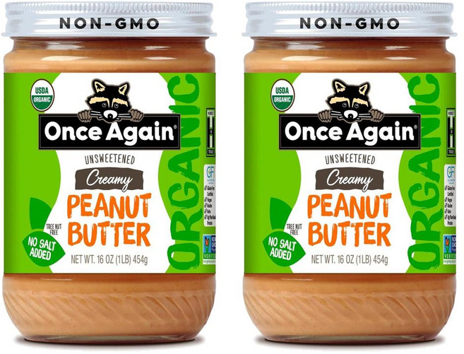 Once Again Organic Creamy Peanut Butter 오가닉 크리미 피넛 버터, 454g, 2개