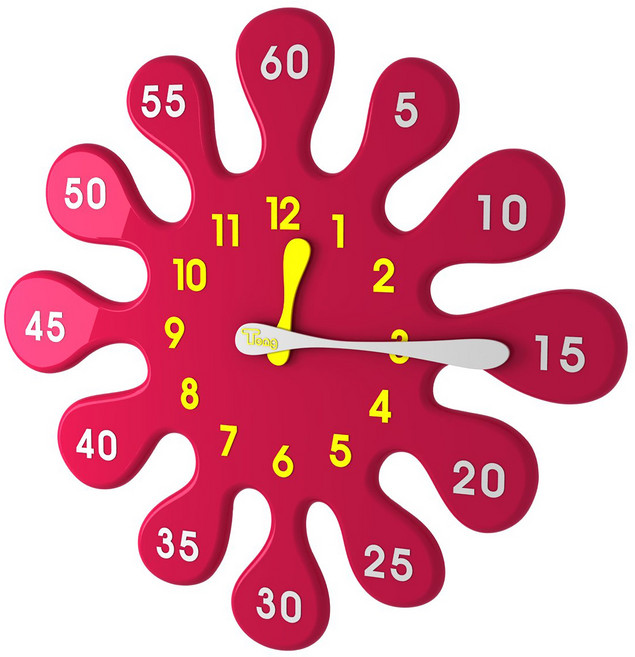 물방울시계 교육용시계 인테리어소품 예쁜 벽시계 수학공부 통디자인시계 - 독일제 UTS 무소음 무브먼트, 마젠타
