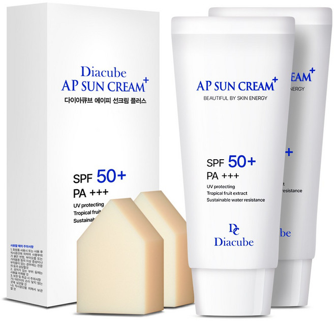 6위 - 다이아큐브 백탁없는 저자극 혼합자차 톤업 워터프루프 선크림 SPF50+ PA+++ 60ml, 2개