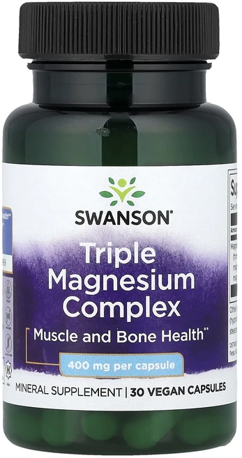 단백질 비타민 철분 마그내슘 칼슘 Swanson 트리플 마그네슘 복합체 400mg 베지 캡슐 30정 고루고루섭취해주세요, Swanson트리플마그네슘복합체400mg베지캡슐30정, 1개 - 쿠팡