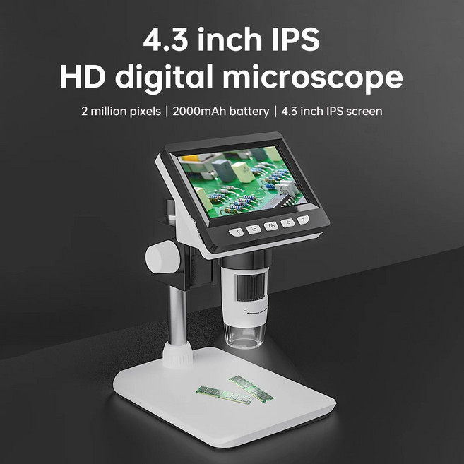 PCB 1080P 현미경 전자 납땜 인치 디지털 50-1000x 수리 2000mAh 현미경 노트북용 4.3 현미경 PC 코인