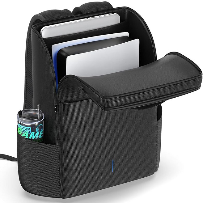 PS5 수납 가방 PS5용 운반 케이스 PS5용 배낭 프레스테 5/신형 PS5 Slim/PS5 Pro/PS 포털 수납 보호 케이스 PS5 주변기기 수납 대용량 발수 가공 운반 블랙, 1개, 상세페이지 참조, 상세페이지 참조