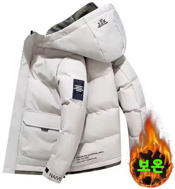 JUSTFEELING 남성 패딩자켓 보온성 좋고 따뜻한 외출코트 겨울 바람막이 방한 숏패딩 후드집업 솜패딩 코트 도톰한 겨울 패딩 자켓 점퍼 빅사이즈 ~5xl까지
