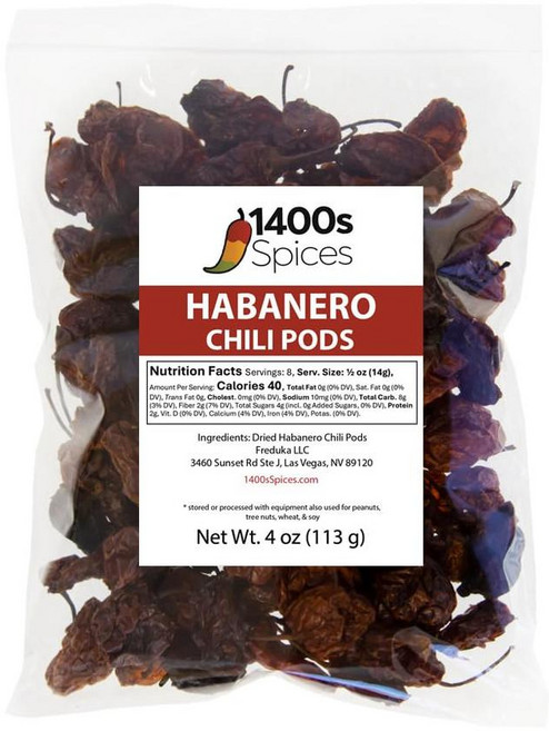 1400s Spices 말린 하바네로 고추, 1개, 113g