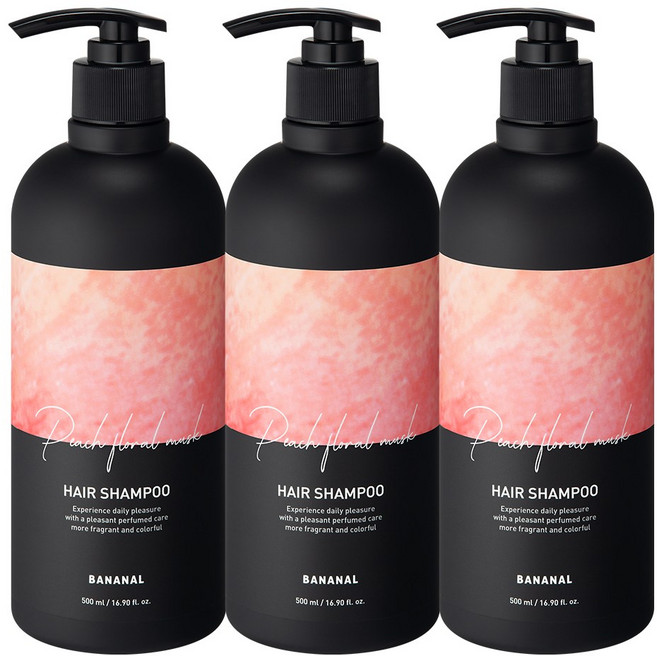 바나날 퍼퓸드 헤어 샴푸 피치 플로랄 머스크, 500ml, 3개