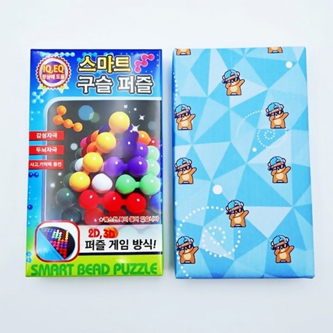 두리벗 (완포장) 스마트구슬퍼즐 어린이집 유치원 생일선물 답례품 구디백, 블루1P+스티커2P, 1세트