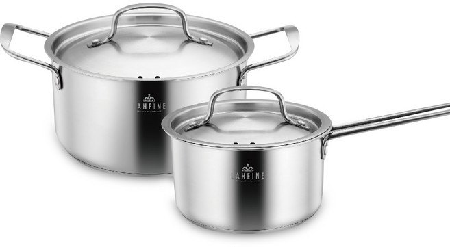 라헨느 더 퀸 포토프 스테인레스 IH 냄비 2종(편수16 양수18), 실버, 1세트