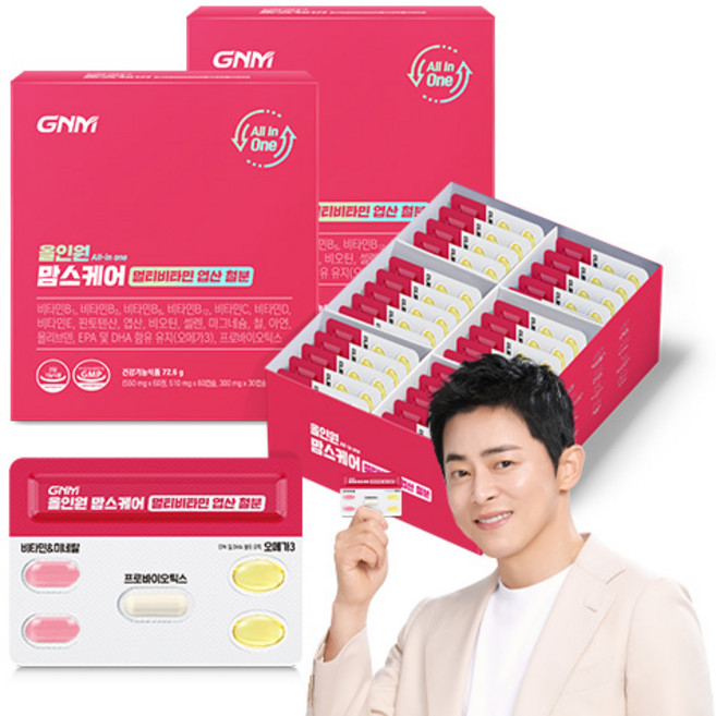 GNM 올인원 맘스케어 멀티비타민 엽산 철분, 2개, 30회분