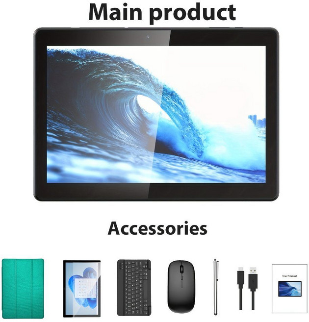 가성비 좋은 Android 태블릿PC+ 키보드 포함 +128G, RAM 12(6+6확장)GB RAM 128GB, 초록색
