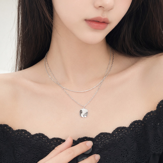 일호장신구 판타스틱 러브 두줄 체인 목걸이 써지컬 스틸 심플 데일리 펜던트