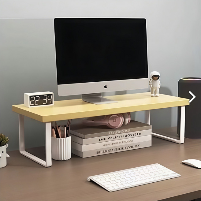 높은 컴퓨터 모니터 데스크 받침대 선반 수납 거치대 3color, 우드