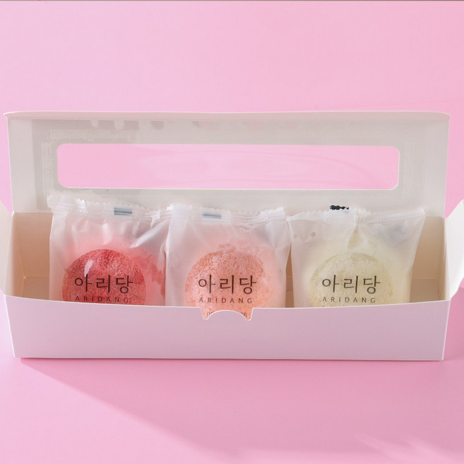 [아리당 생크림 찰떡 3구 선물세트] 수능대박 요거트 크림떡 선물세트 플레인 딸기 복숭아 답례품, 135g, 1세트