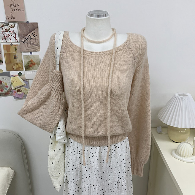 [초커set/봄필수] 보트넥 알파카 루즈 아방핏 머플러세트 벚꽃룩템 여리 니트