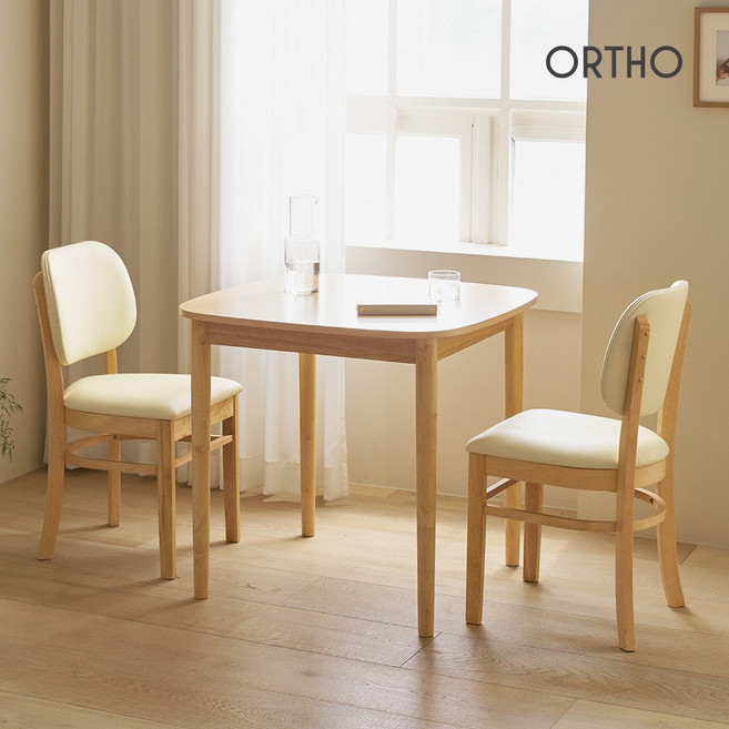 올쏘 헤이즐 사각 원목 2인용 식탁 의자 세트, 사각식탁+크림의자2, 내추럴 (UD01001), 일반의자 2
