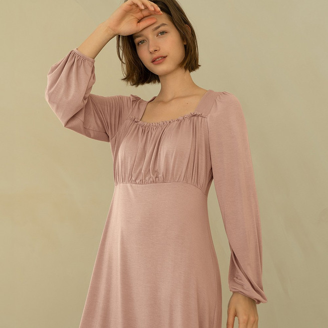 [허비쉬 본사]허비쉬 스퀘어 프릴 드레스 - 모브핑크