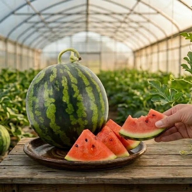 [초록별농장] [산지직송] 당도선별 프리미엄 하우스 수박, 1개, 당도선별 하우스수박 6kg 내외