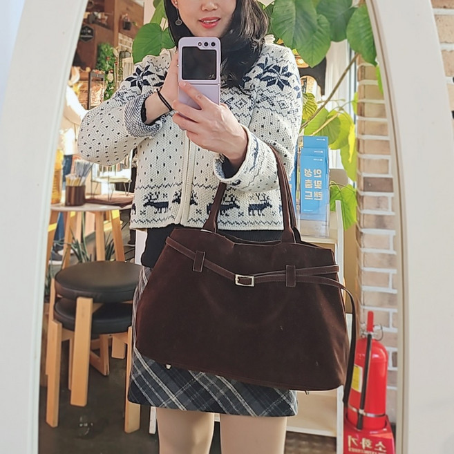 샛별그램 여성가방 스웨이드 레트로 토트백 숄더백