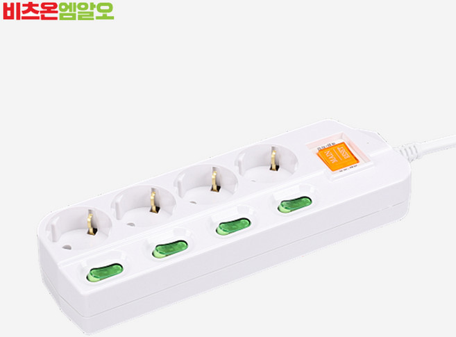 KS 비츠온 4구 개별 메인 스위치 멀티탭, 3m, 화이트, 1개