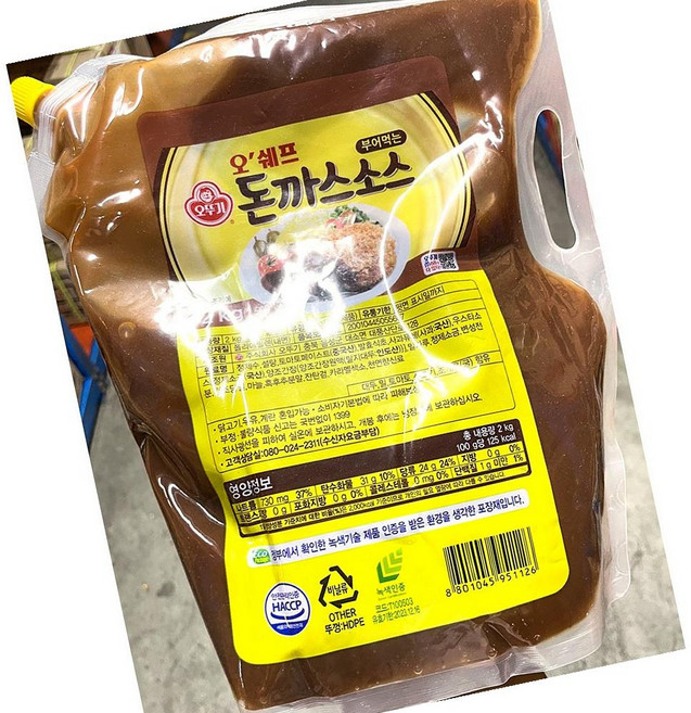 오뚜기 부어먹는 돈까스 소스 스파우트팩 2kg 6개 소스류
