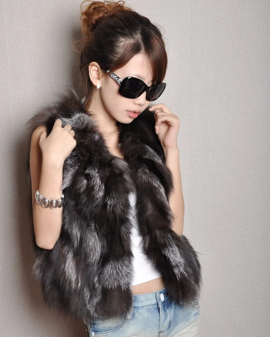 (여우털 100%) 짧은기장 천연폭스 폭스 모피조끼 폭스퍼 베스트 여우털조끼 짧은기장