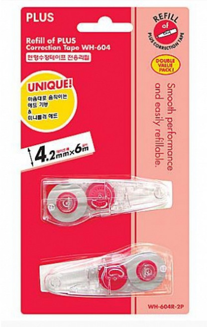 플러스 수정테이프 4.2mm x 6m WH-604, 6m 리필 2개입, 3개