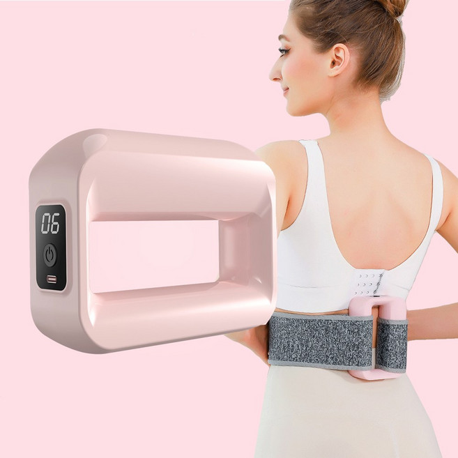 SmartGo 무선 휴대용 근막 마사지건 지방 연소 마사지기 근막 링 벨트형 진동운동기구 뱃살관리, 핑크