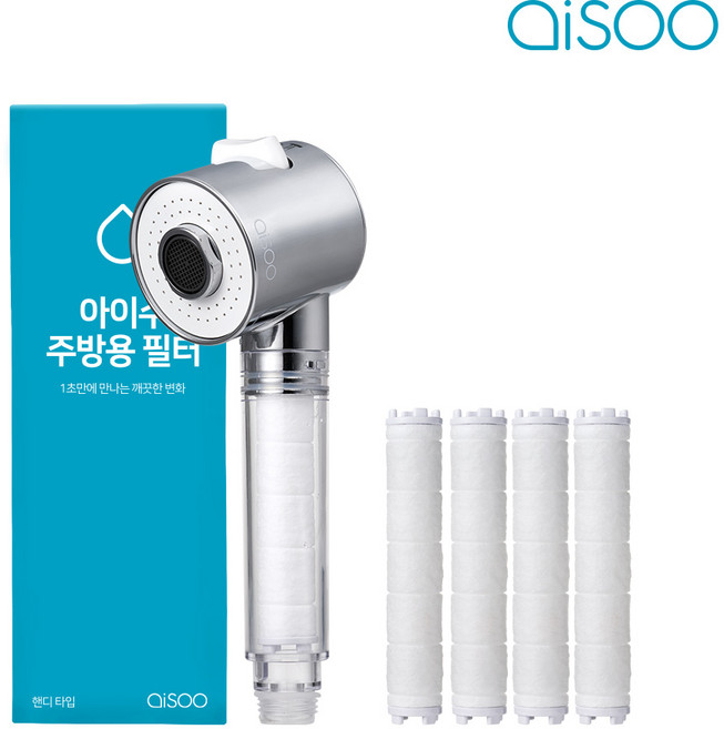 아이수 주방용필터 싱크대필터 핸디형+ 리필 1박스, 주방용필터(핸디)+리필필터(4개입), 1개