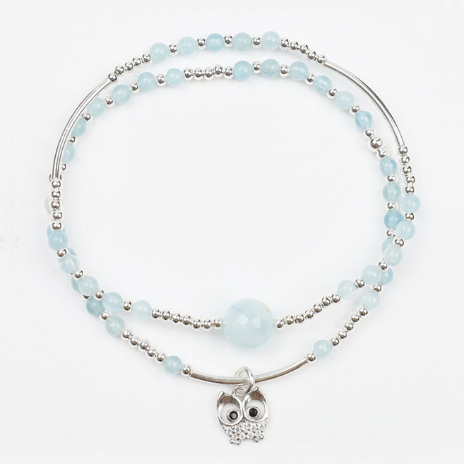 [2개 1세트] 실버925 부엉이 은볼 원석팔찌 4종 택1