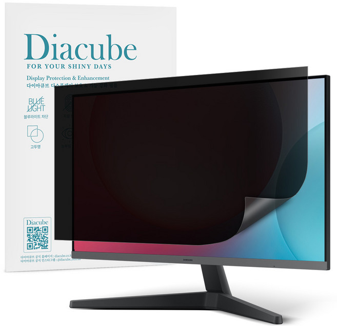 다이아큐브 모니터 사생활보호 보안필름 32인치 698.7*394.3 mm UV차단 Curved 곡면가능 무광택 전면점착형, 1개, 사생활보호 32인치 698.7*394.3