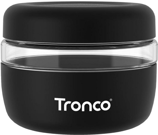 Tronco 뚜껑이 있는 473.2ml(16온스) 유리 식품 보관 용기 밀폐 누출 및 흘림 방지 도시락 그릇 밀프렙 샐러드 요거트 수프 스튜용 전자레인지 식기세척기, 블랙