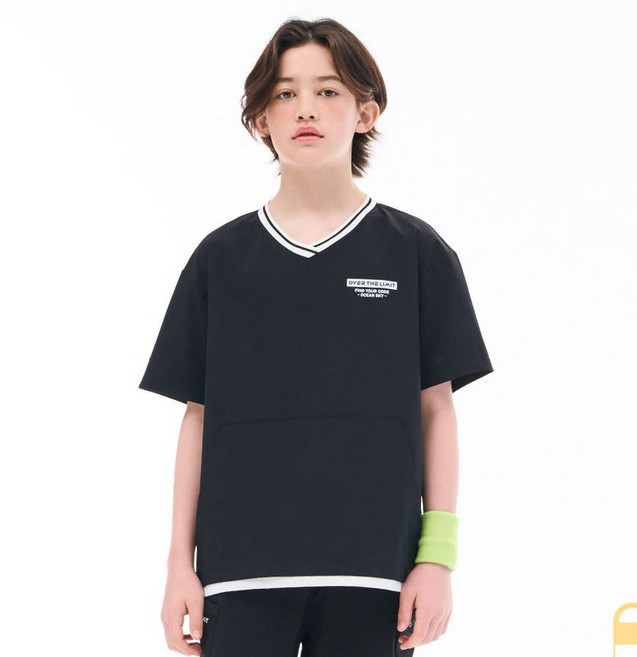 오션스카이 남아 레이어드 연출 V넥 반팔 티셔츠