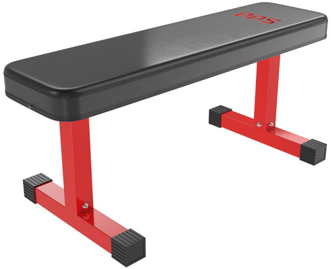 DDS 웨이트 플랫 벤치 가정용 평벤치 홈트 덤벨 프레스 기구 멀티 헬스 운동 아령 의자, 블랙 + 레드