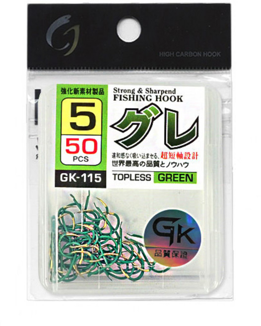 금호조침 구레 벵에돔 덕용 코팅 바늘 GK-115 그린, 1개