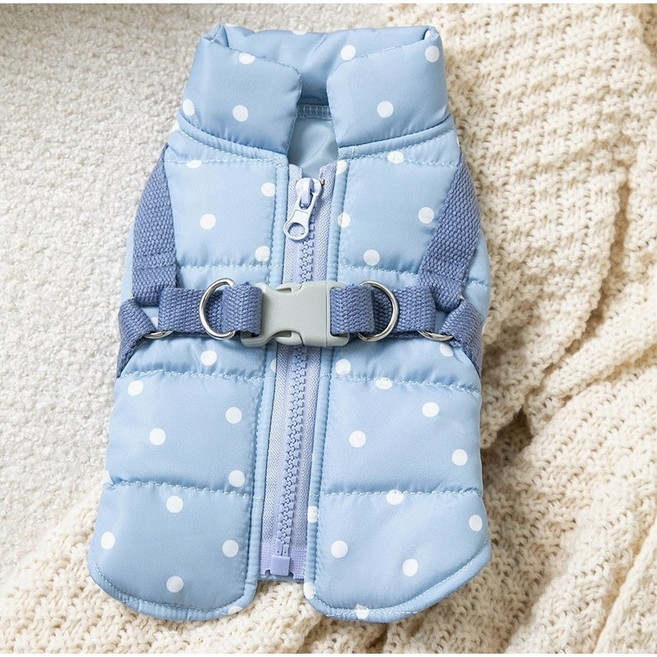 앙큼한여우 강아지 하네스 블루 패딩조끼, 1개