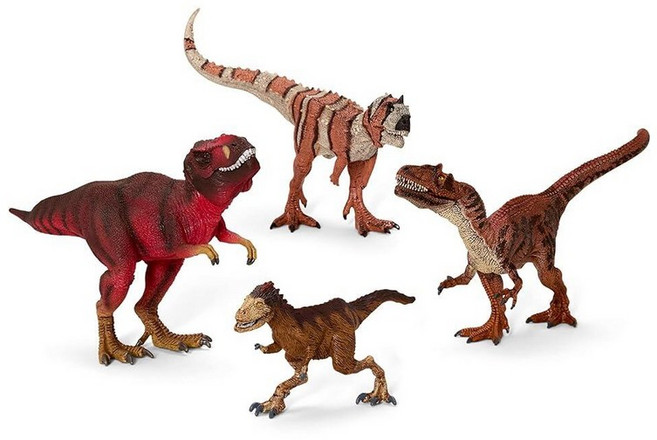 [4] Schleich Dinosaurs 공룡 장난감 만 4~12세 남아 및 여아용 공룡 장난감 티라노사우루스 파란색, 레드 공룡 놀이 세트 4개