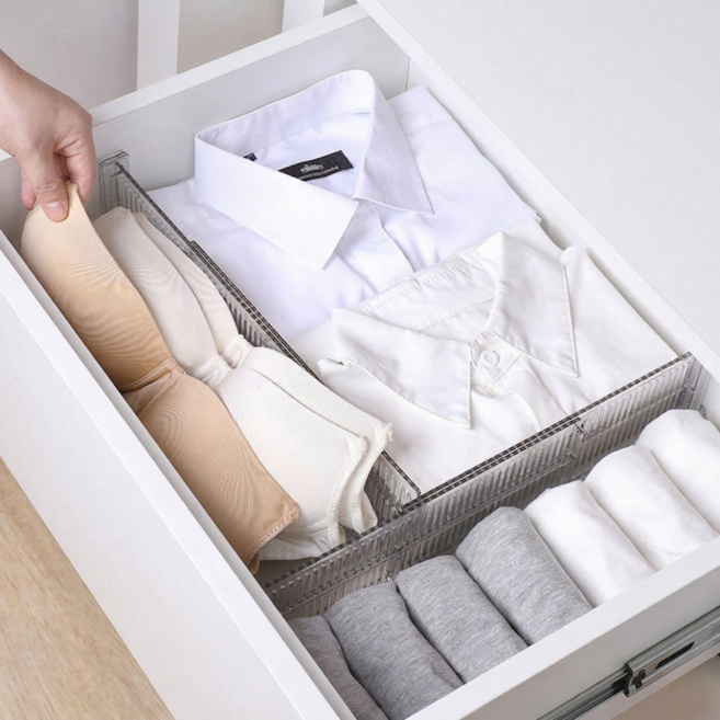 가로세로호환 길이조절 옷장 서랍 속옷정리 칸막이 4P, 4개, 투명