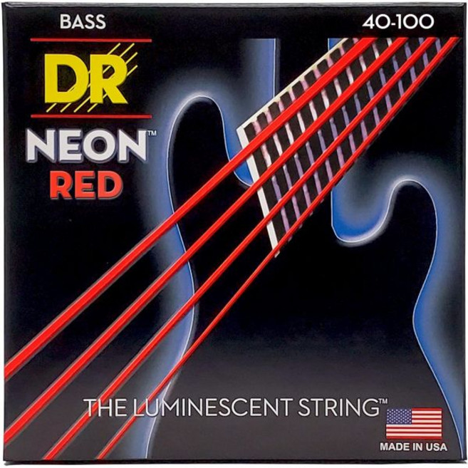 DR Strings 스트링스 하이 데프 네온 레드 베이스 라이트 스트링 (NRB40), 1개